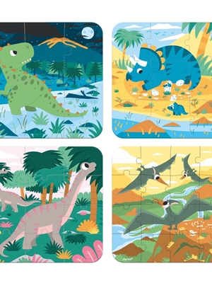4 Puzles Los Dinosaurios (6-9-12-16 Piezas) - Imagen 1