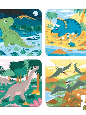 4 Puzles Los Dinosaurios (6-9-12-16 Piezas) - Imagen 2