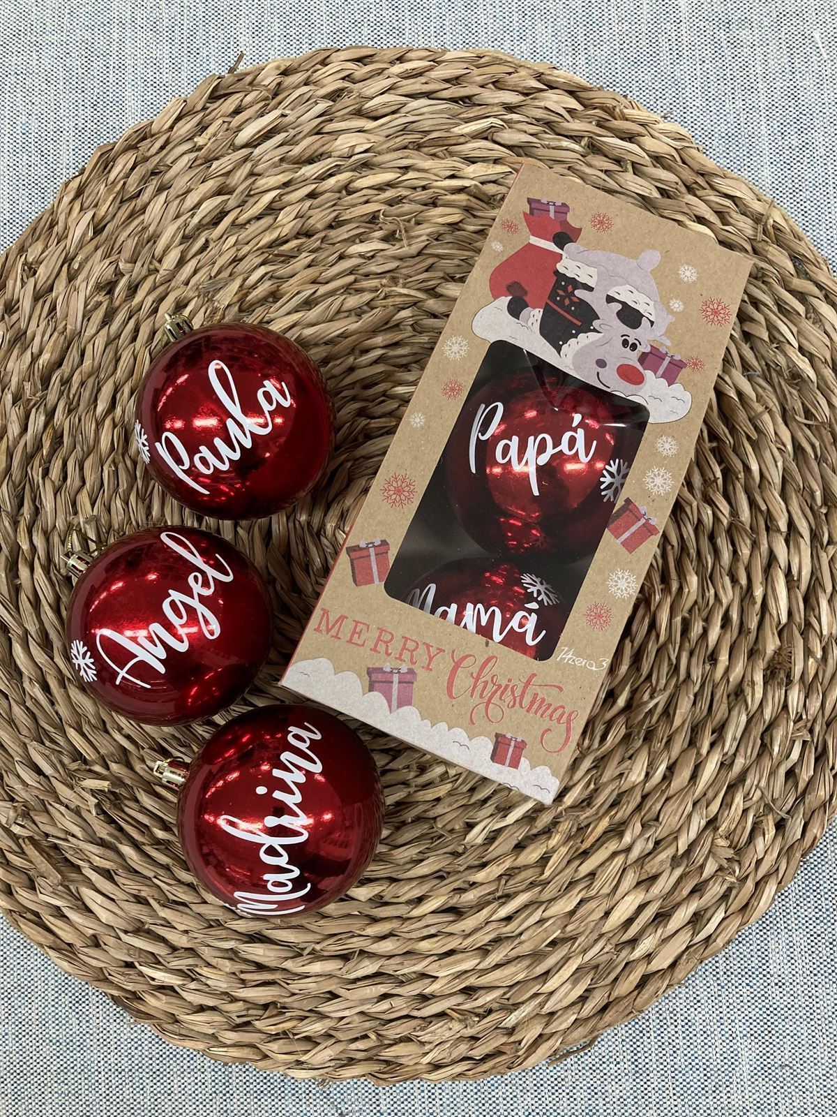 Bola Navidad Personalizada Rojo Brillo - Imagen 2
