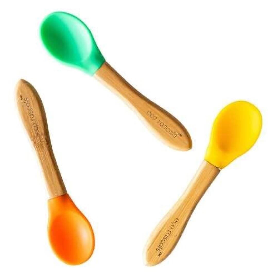 Cucharas De Bamboo 3unid Verde-Naranja-Amarillo - Imagen 1