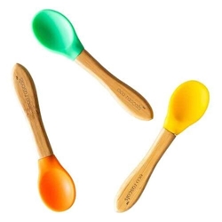 Cucharas De Bamboo 3unid Verde-Naranja-Amarillo - Imagen 1