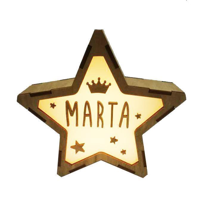 Lampara Estrella Personalizada Nombre y Corona - Imagen 1