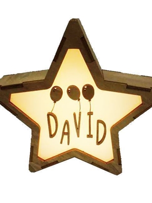 Lampara Estrella Personalizada Nombre y Globos - Imagen 1