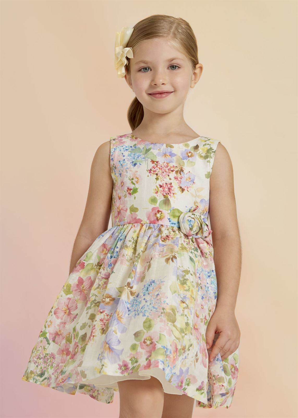 Vestido Lino Estampado Niña - Imagen 1