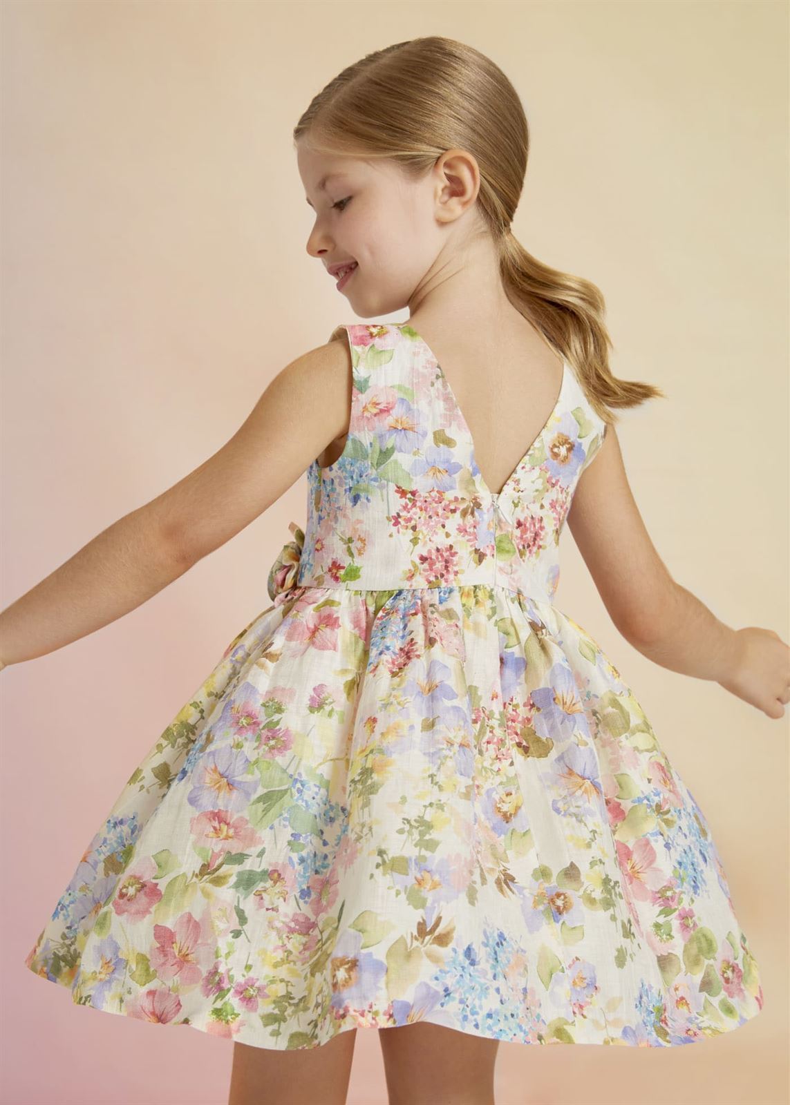 Vestido Lino Estampado Niña - Imagen 2