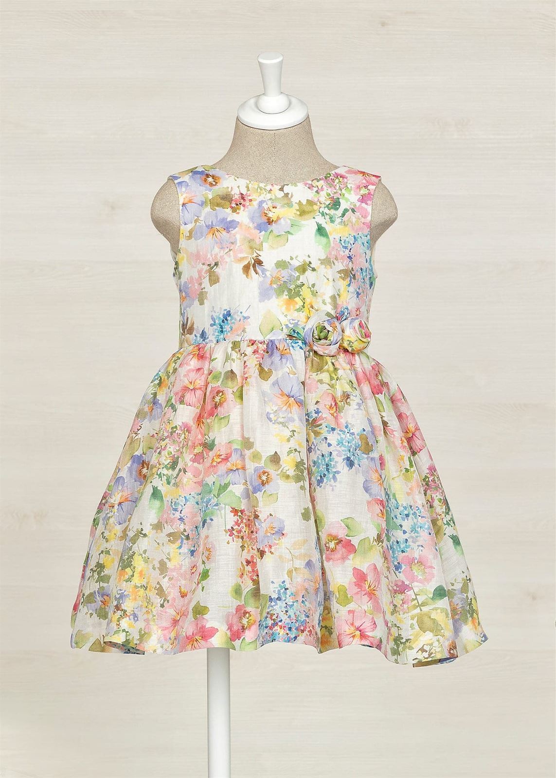 Vestido Lino Estampado Niña - Imagen 4