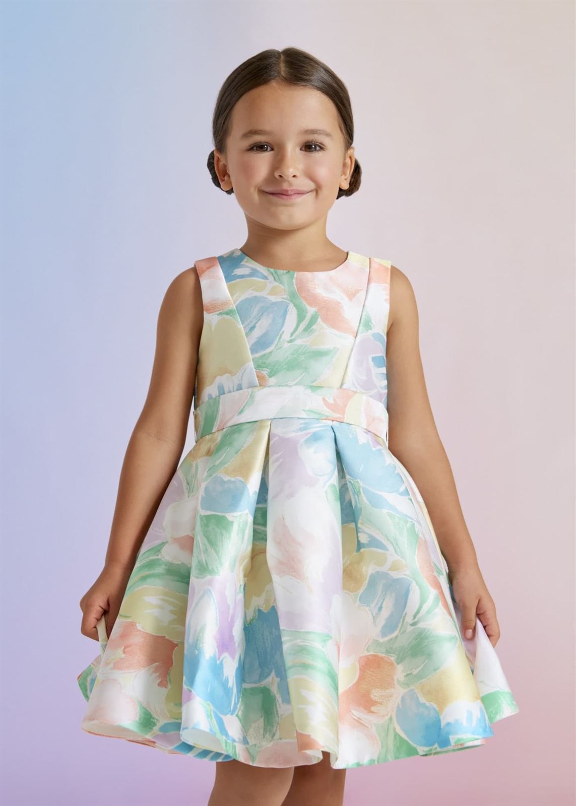 Vestido Mikado Estampado Niña - Imagen 1